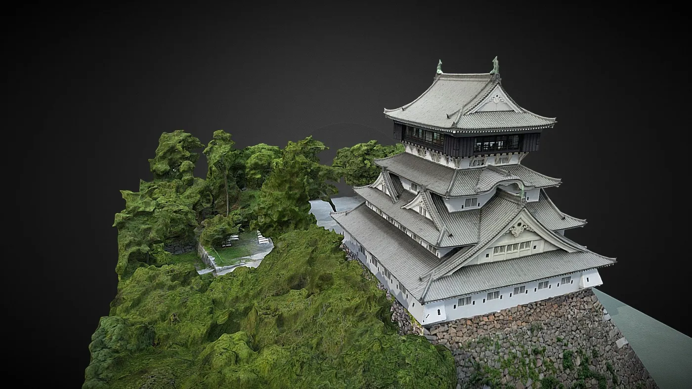 Modelo 3D del castillo de Kokura hecho con fotos de dron