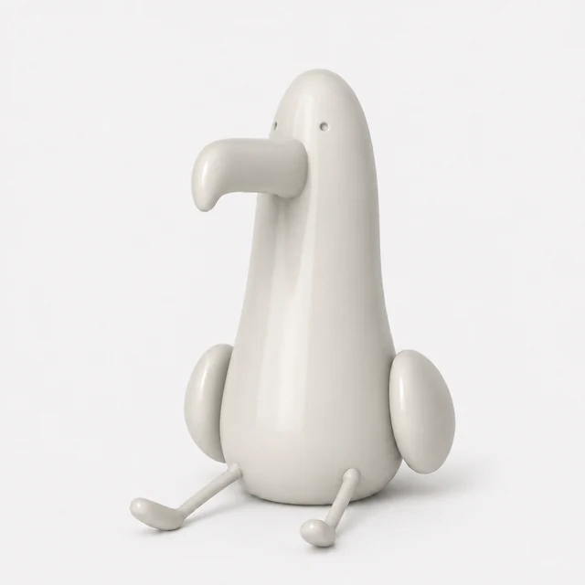 Figura de resina blanca, lisa y brillante