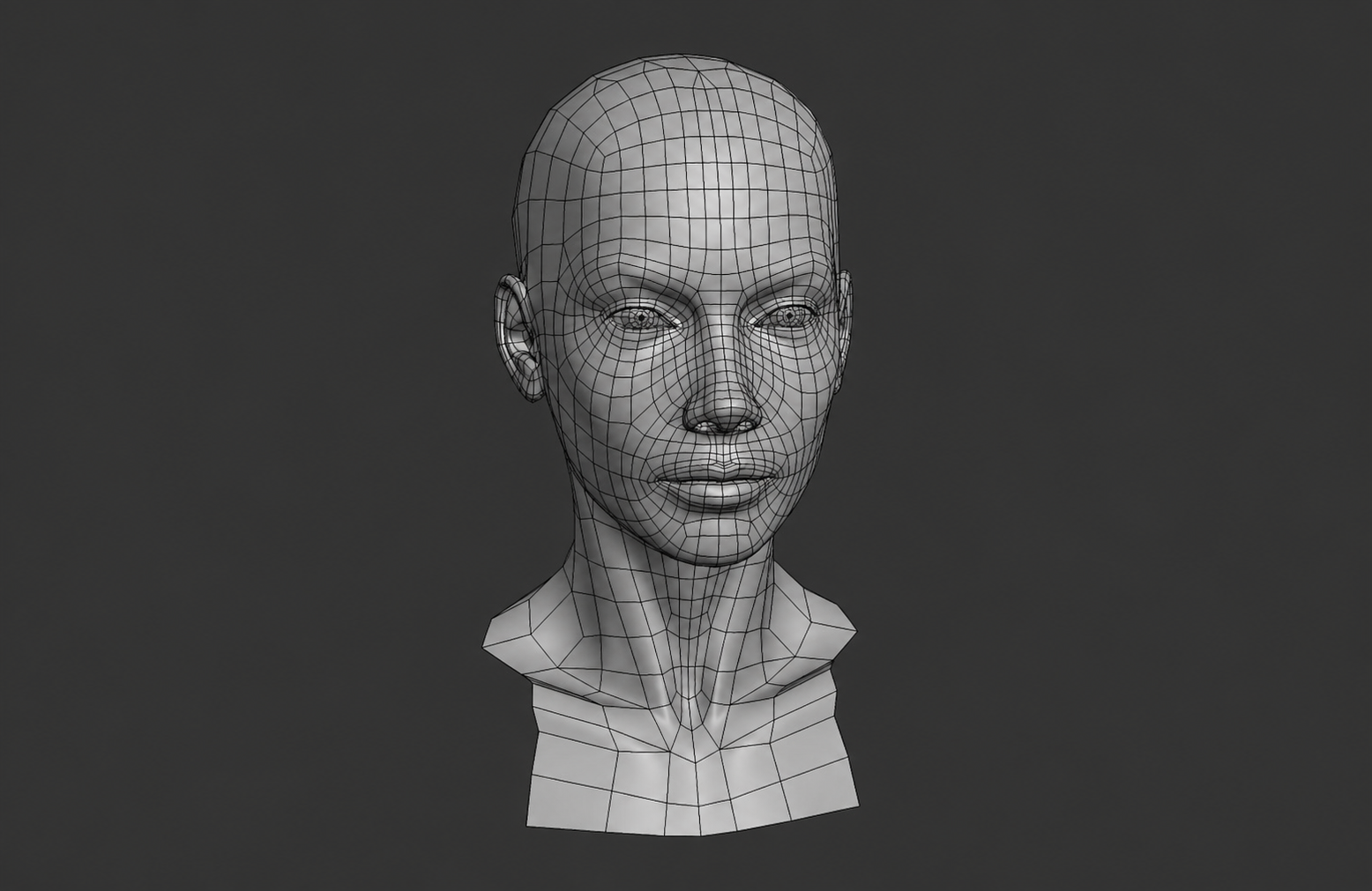 Modelo 3D de un rostro en wireframe